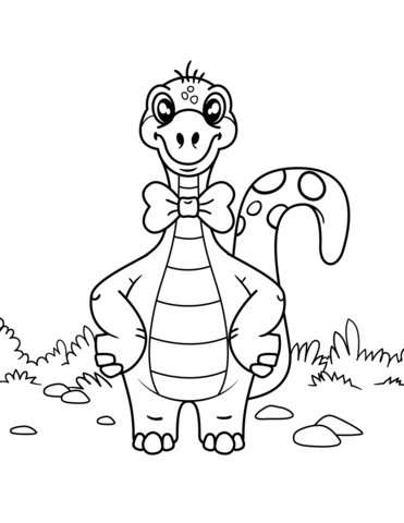 Dinosaur Wearing Bow Tie Coloring Page